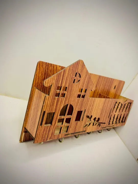 Pack OF2 Wooden Wall Key and Mobile Holder