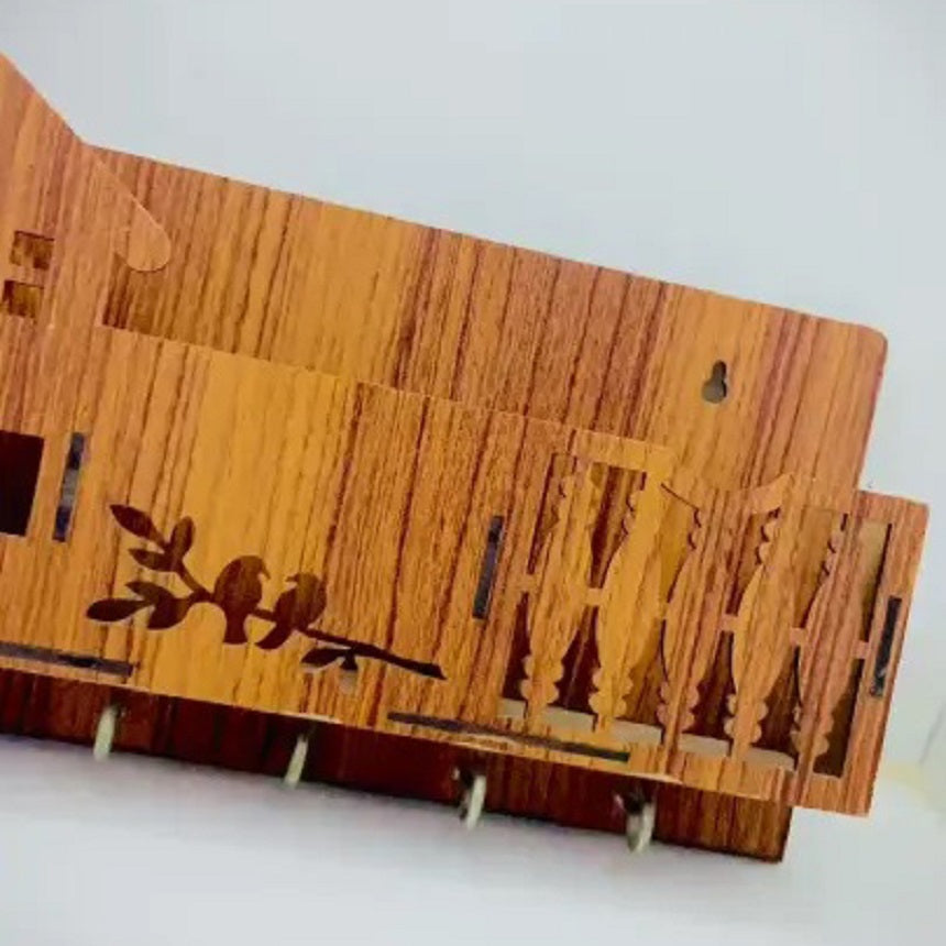Pack OF2 Wooden Wall Key and Mobile Holder